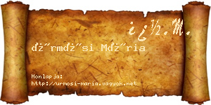 Ürmösi Mária névjegykártya